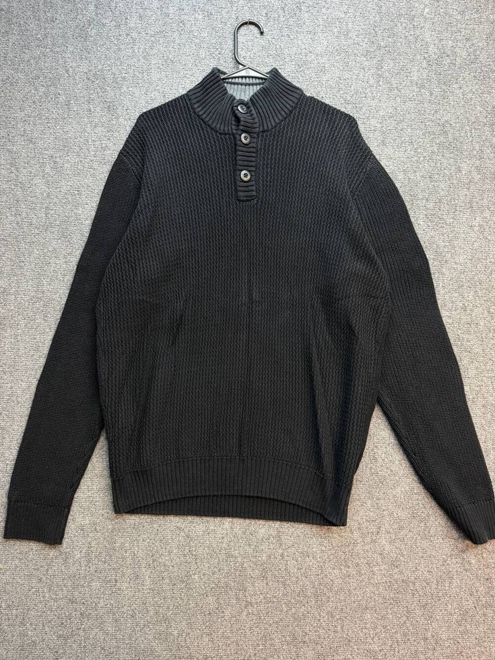 American Rag CIE Men’s XL Black Cotton Mock Neck Henley Pullover Sweater